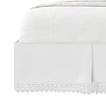 Elegant Comfort Narina Collection Lace Bed Skirt 15inch Drop, 1500 Thread Count Egyptian Quality, Sophisticated Design for a Vintage Look- Easy Care and Wrinkle Resistant, Lace Bedskirt, Queen, White