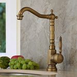 Hiendure® Brass Single Handle Mixer Tap for Kitchen Sink, Ceramic Cartridge, Swivel Spout Tall Spout Water Tap, Single-Hole Assembly