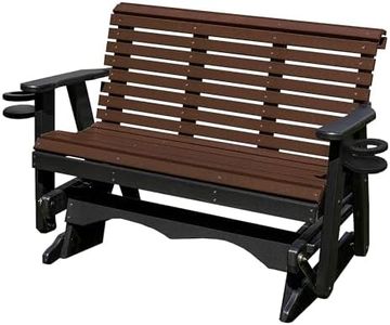 5FT Glider Amish Handmade in USA Poly Lumber wood Lancaster series RollBack Porch Glider with Cupholders HeavyDuty Everlasting PolyTuf HDPE No wood fibers and 1000 lbs Limit,Stainless Steel hardware