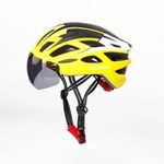 E Motorad - Ride The Electric Revolution Glideguard Helmet | Pc-Eps Construction, 27 Vents, Magnetic Goggles, Led Tail Light, Insect Resistant, Cpsc Certified, Size L (Yellow) - Cycling