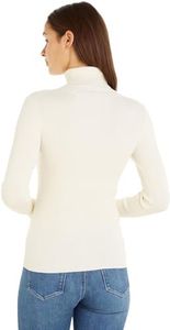 Calvin Klein Jeans Pullover Donna Badge Collo Alto, Bianco (Ivory), XL
