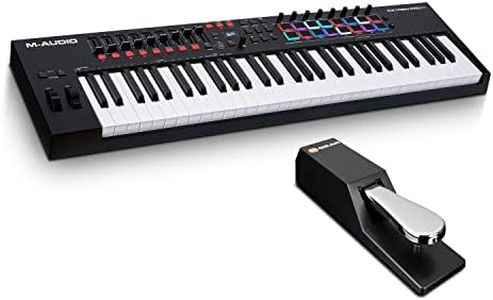 MIDI Controller Bundle - 61-Key USB MIDI Keyboard Controller with Beat Pads, Sustain Pedal and Software Suite - M-Audio Oxygen Pro 61 and SP-2