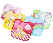 BabyGo Waterproof Baby Starter Bib for Babies 3-12 Months for Feeding, Teething and Drooling (Pack of 5) Multicolor