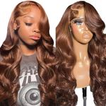 Chocolate Brown Human Hair Wig For Black Women, 13x6 HD Lace Front Wigs Human Hair Pre Plucked Baby Hair, 180 Density Body Wave Glueless 13x6 Lace Frontal Wig Real Virgin Brazilian Human Hair 26 Inch