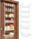 Over the Door Pantry Organizer, 6-Tier Heavy-Duty Metal Pantry Door Organizer with 6 Baskets, Hanging Storage Door Organization Kitchen Spice Rack,White