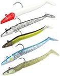 Fishing Lures,5PCS Soft Plastic Lures Swimbaits for Bass Pike Trout with Jig Head and T tail,Artificial Bait, Fishing Tackle for Saltwater & Freshwater 11cm 10g