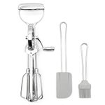 Hommony Stainless Steel Rotary Egg Beater Set with Silicone Pastry Brush and Spatula