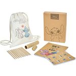 Disney Stitch Colouring Pencils Set for Girls, Teens, Adults With A4 and A5 Notebook Drawstring Bag Eco Friendly Stationery Set Angel and Stitch Gifts