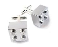 Chrome Plated Cufflinks Handmade with Real Building Bricks