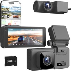 Dash Cam Front 4K Rear 2K STARVIS 2 + STARVIS 2 Sensors, Super Night Vision HDR Wireless Small Car Dash Camera for Car SUV Truck Semi, Dual WiFi Maximum Download Speed Up to 30MB/s, 64G Card Included