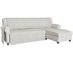ISSUNTEX Sectional Couch Covers for Dogs, Reversible L Shaped Sofa Cover, Water Resistant Chaise Lounge Cover Furinture Protector for Kids Pets (Large, Ivory/Ivory)