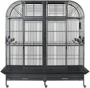 King's Cages Superior Line SLT 6432 Parrot Cage 64X32X70 Extra Large Bird Cage Toy Toys Macaws Cockatoos Black Silver