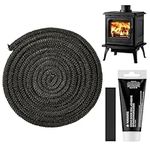 Navaris Log Burner Rope Seal - Stove Sealing Cord - Replacement Sealer for Smoker Fire Log Wood Burning - 3 m Long (9'10") - 8 mm (1/4") Diameter - with Adhesive Glue and End Tape