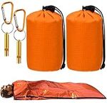 AKOFIC Survival Sleeping Bag, 2 Pack Emergency Sleeping Bag Bivvy Bag, Reusable Portable Emergency Rescue Blanket Lightweight Waterproof Portable Thermal Bivy Sack for Outdoor Hiking Camping, Orange