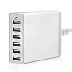 USB Charger ENNOTEK USB Multi Charger Plug 6-Port Fast Charging Station (50W/10A) with 1.5M Detachable UK Power Lead For Mobile Phones & Tablets Home Office Use - White