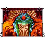 Scary Circus Theme Halloween Backdrop Giant Evil Clown Horror Haunted House Entrance Photography Background for Hallomas Birthday Party Decor Grove Vampire Carnival Banner Photo Studio Props 10x6.5ft