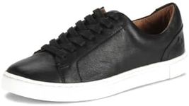 FRYE Ivy Low Lace Sneakers for Women Crafted from Soft, Vintage Italian Leather with Removable Molded Footbed, Leather Lining, and Contrast White Rubber Outsoles, Black, 9.5 US