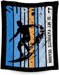 Surf Gifts for Men Boys, Surfing Blanket for Kids Adults, 60"x80" Soft Cozy Sport Blankets for Outdoor Travel, Fleece Throw Extreme Sports Room Decor