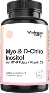 Myo-Inositol & D-Chiro Inositol + MTHF Folate + Vitamin D by Wholesome Story | 30-Day Supply | 40:1 Ratio | Hormonal Balance, Promotes Healthy Ovarian Function & Homocysteine Levels