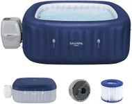 Bestway SaluSpa Hawaii 4 to 6 Person Inflatable Hot Tub, Square Energy-Efficient Portable Outdoor Spa with 140 AirJets, 71" x 28"