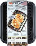 Range Kleen Range Kleen Broiler Pans for Ovens - BP102X 2 Pc Black Porcelain Coated Steel Oven Broiler Pan with Rack 16 x 12.5 x 1.6 Inches (Black), BP102X