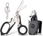 6in1 Trauma Shears,Emergency Shears with Strap Cutter and Glass Breaker and Compatible Holster (Black)