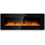 Tangkula 50 Inches Recessed Electric Fireplace, in-Wall & Wall Mounted Electric Heater with Adjustable Flame Color & Speed, Remote Control, Touch Screen, 750-1500W (50 Inches)