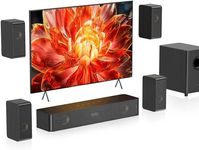 Wooden 5.1.2 Sound Bar for TV, Compact Virtual Surround Sound System with 4 Surround Speakers for Home Theater, 400W Peak Power, 5.25'' Wired Subwoofer, Deep Bass for Movies, ARC/Opt/BT 5.3/AUX, 2026