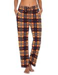 Ekouaer Women Pajama Pants Comfy Pj Bottom with Pockets Stretch Plaid Sleepwear Yellow and Black Plaid XX-Large