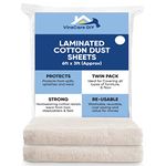 2 x Laminated Cotton Dust Sheets for Painting & Decorating 6'x3' (1.8mx0.9m) | Paint Sheets | Drop Cloth | Painting & Paint Cover Sheets | Dust Sheets for Furniture | Reusable (2)