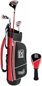 PGA TOUR Youth Golf Club Set Ages 5-8 (4’1”-4'8") Right Handed Beginner Junior Complete Golf Club Set with Lightweight Bag, Driver, 7 Iron, and Putter by Golfgen