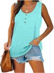 iChunhua Long Vest Tops for Women Sleeveless Button Down Scoop Neck Summer Tank Top Green X-Large