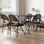 GAOMON Folding Table and Chairs 3 Piece, Portable Folding Card Table and Chairs Set with 2 PU Upholstered Chairs for Dining Room, Living Room, Office, Camping, Party, Black.