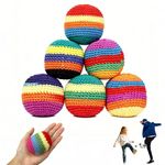 6Pcs Handmade Hacky Sack Ball Colorful Knitted Dirtbag Set for Outdoor School Home Party Game Footbags for Beginners Kids Adults Exercise Coordination and Balance