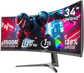 Gawfolk 34 Inch Ultrawide Curved 120Hz Gaming Computer Monitor 1500R PC screen 21:9 UWQHD (3440x1440),G-Sync,178° Viewing Angle,128% sRGB,Display Port、HDMI,Compatible with wall mounted 75x75MM-Black