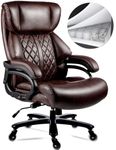 400lbs Big and Tall Office Chair for Heavy People Executive Office Chair Wide Spring Seat Home Office Desk Chair with Heavy Duty Casters 360 Swivel Chair Computer PU Leather Chair (Brown)