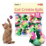 CanCor Innovations 12PCS Colorful Crinkle Balls Pet Toys Cat Toys, Kitten Toys Cat Toys Balls Crinkle Sound Ball Fun Toy with Crinkle Sound for Cats Kitten Playing Made in Canada