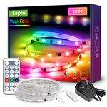 Lepro MagicColor LED Strip Light 20M (10Mx2) 600LEDs, Rainbow Chasing Lights, Music Sync, Multiple Colours on One Line, Remote Control LED Lights for Bedroom, Living Room, Bar, Gaming Time