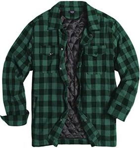 COOFANDY Men's Shirt Checked Lining Winter Lumberjack Shirt Thermal Shirt Jacket Winter Jacket Coat Army Green S