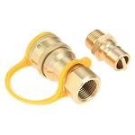 1/2" Gas Quick Connect Kit, Disconnect Connector with Male Insert Plug, Solid Brass 1/2 inch Natural Gas Propane Quick Connect Adapter