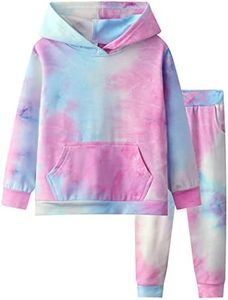 Frogwill Girls Tie Dye Pullover Hoodies Sweatshirt Sweatpant Tracksuit Sweatsuits Set 2-12Y, Pink, 9-10 Years