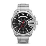 Diesel Mega Chief Stainless Steel Chronograph Men's Watch, Color: Silver (Model: DZ4308)