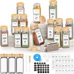 36 Spice Jars with Bamboo Lids 4OZ Glass Spice Jars with Shaker Lids, Glass Spice Containers Seasoning Jars Bottles with 120 Spice Labels