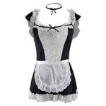 MUQUAM Nylon, Spandex Women'S Maid Roleplay Babydoll Costume, Black