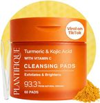 PLANTIFIQUE Kojic Acid and Turmeric Cleansing Pads – 60 Exfoliating Facial Pads for Skin Refresh – Daily Skincare Routine