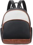 Telena Small Backpack Purse for Women Cute Mini Leather Travel Shoulder Bags, Black Brown with Beige