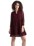 ONLY Women's Cotton Blend Classic Mini Dress (15333579- Zinfandel_S) Maroon