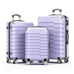 Strenforce Suitcase Sets Hardside 3 Piece Luggage Set with Lightweight Double Spinner Wheels,Lavender Purple