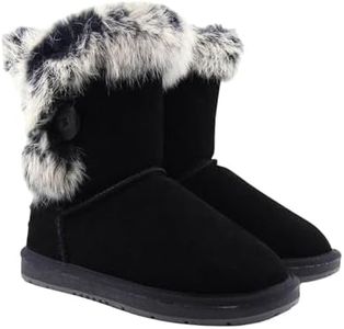 UGG auzland sheepskin UGG Button Boots Women Winter Boots Fur Black,Unisex Australian Sheepskin Wool Water Resistant Anti-Slip Size 8