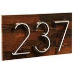 Rustic Wood Address Plaque – House Number – Address Sign – Modern – Horizontal – Vertical – Floating – Designed in Canada - Weatherproof (Small 7'' x 13'')